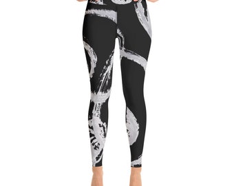 Black and White Women Leggings | Yoga Leggings | Activewear Leggings | Fitness Womens Tights | Casual Leggings | High Waist Leggings