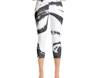 Black&White Patterned Leggings | Yoga Pants | Womens Leggings | Gym Leggings | Exercise Leggings | Casual Leggings | Ankle Length Leggings