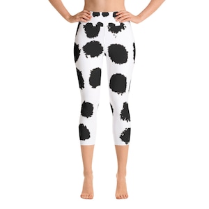 Capri Leggings for Women | Yoga Leggings | Workout Yoga Pants | Black Gym Leggings | Soft Patterned Leggings | High Waist Leggings