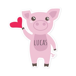 Custom Sticker, Pig Sticker, Baby Shower Gift , Personalized Sticker, Back to school Vinyl Decal, Laptop Sticker, Kiss-Cut Stickers