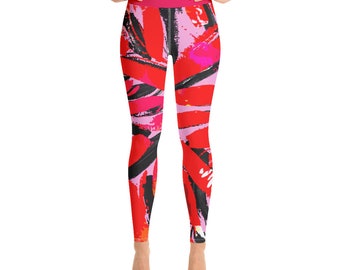 Fitness Leggings for Women, Floral Workout Pants, Yoga Legging with Leaves, Colorful Jogging Pants Fashion Legging, Wildflowers, Forest