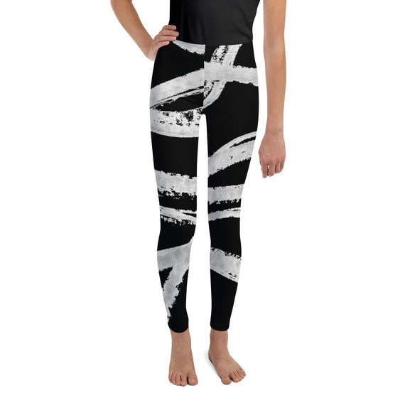 Clizia Ocean Youth Girls Leggings - Boys Leggings - Black and White - Birthday Outfit - Printed Leggings - Ballet Leggings - Casual for Kids