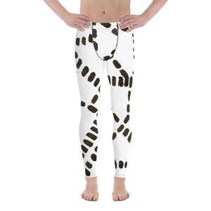 特価ブランド Men's Checkered Leggings, Printed Check Squares White Black Clothing