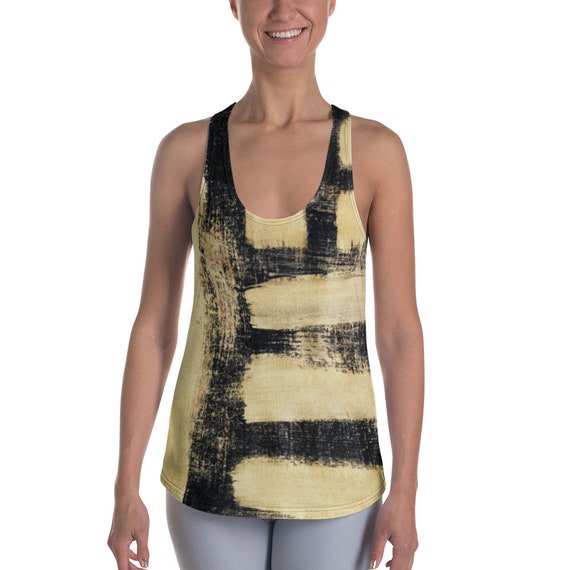 Women's Racerback Tanks - Super Soft Exercise Tanks - Yoga Shirts - Workout Tanks for Ladies - Black&Gold Shirts - Daily Tank Tops