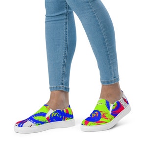 Fluo slip-on canvas shoes | Casual Slip On Shoes | Graphic Shoes | Artistic Shoes | Unique Print Shoes | Clizia Shoes | Casual Women