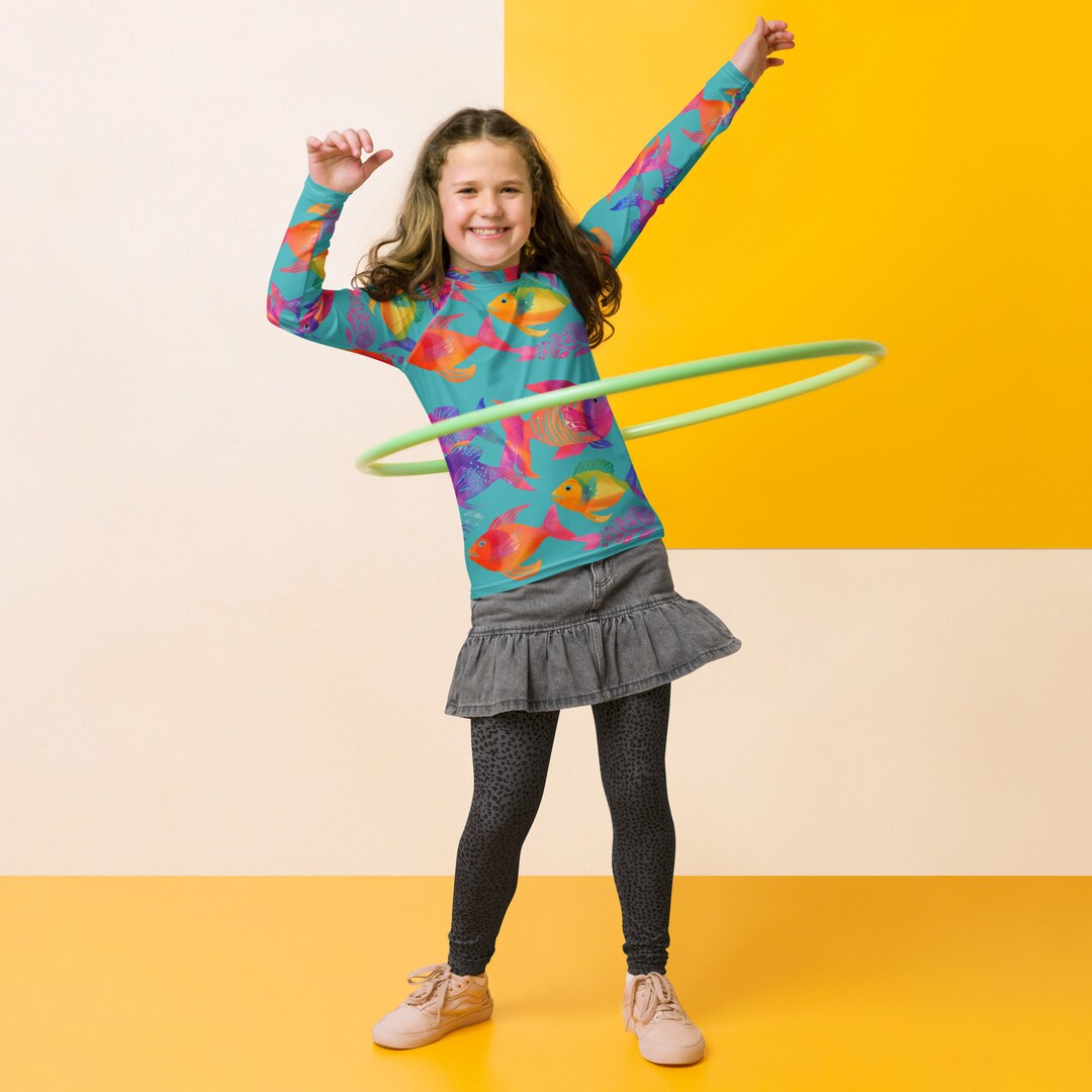 Fish Pattern Rash Guard Youth Rash Guard: Sea Life Fish Pattern, UPF 50+ Swimwear - Etsy