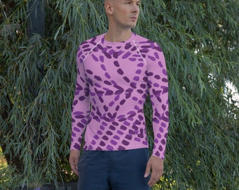 Unisex Rash Guard Purple Long Sleeve Rash Guard Abstract Design Sun Protection - UPF Swim Shirt Perfect for Surfing, MMA, BJJ