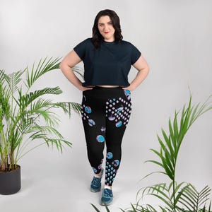 Black Patterned Plus Size Leggings | Stretch Yoga Pants | Women’s Activewear Workout Tights