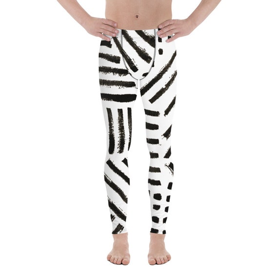 Imperfect Men's Leggings Gym Butt Lifting Booty Running Tights Dancing Pants Soulcycle Yoga Pants Meggings Black and White Fashion Man