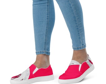 Bright red slip-on canvas shoes | Casual Slip On Shoes | Graphic Shoes | Artistic Shoes | Unique Print Shoes | Clizia Shoes | Casual Women