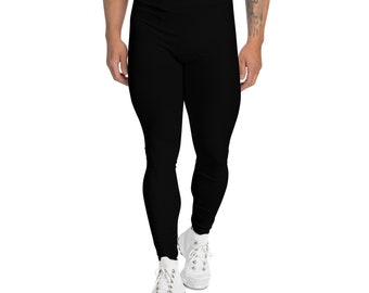 Black Mens Leggings | Workout Leggings | Solid Color | Running Leggings | Mens Pants | Printed Leggings | Training Pants | Men’s Activewear