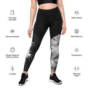 Patterned Compression Leggings: High-Waisted Workout Fitness Tights