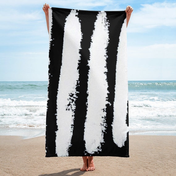 Black White Towel, Bath Spa Sauna Beach Towel Extra HIGH Quality towel , personalized towel, custom towel, birthday gift, Patterned Shapes