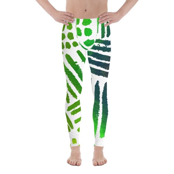 Green Patterned Leggings | Casual Leggings | Gym Fitness Leggings | Painted Leggings | Yoga Pants | Workout Leggings | Exercise Leggings