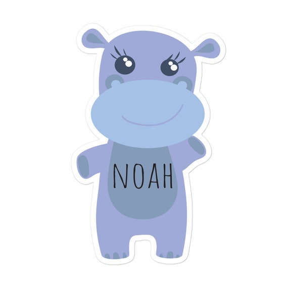 Custom Sticker, Hippo Sticker, Baby Shower Gift , Personalized Sticker, Back to school Vinyl Decal, Laptop Sticker, Kiss-Cut Stickers