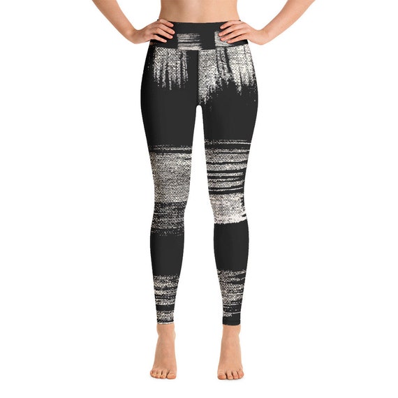 Womens Leggings | Yoga Pants | Black Patterned Leggings | Exercise Running Leggings | Workout Yoga Leggings | Soft Casual Leggings