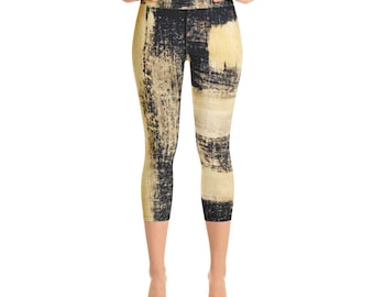 Gold Patterned Leggings | Womens Leggings | Casual Leggings | Yoga Pants | Gym Workout Leggings | Ankle Length Leggings | Yoga Gifts