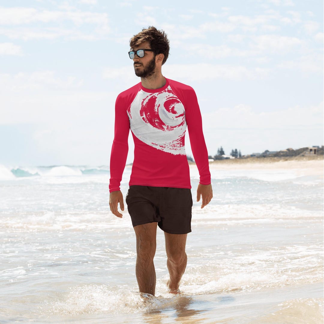 Men's Red Rash Guard: UPF 50+ Athletic Swim Shirt - Etsy