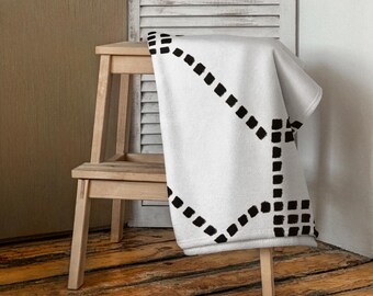 Black White Towel, Bath Spa Sauna Beach Towel Extra HIGH Quality towel , personalized towel, custom towel, birthday gift, Patterned Shapes