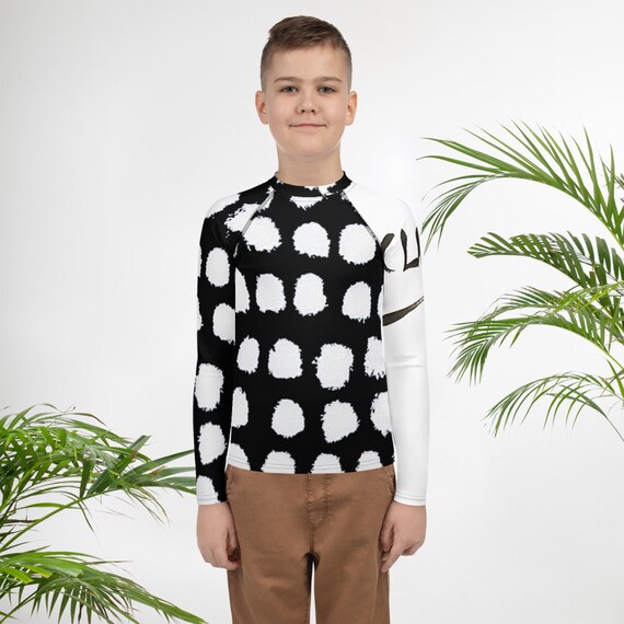 Cute Boy Rash Guard (8-20), Print Surf Kids Teen Long Sleeve Swim Shirt Sun Swimsuit Wet Suit Protection 40 UPF