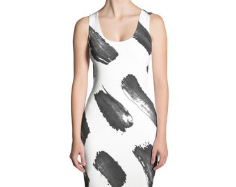 Imperfect Clizia Brush White Sublimation Cut & Sew Dress