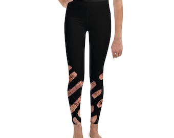 Clizia Copper Youth Girls Leggings - Boys Leggings - Black and White - Birthday Outfit - Printed Leggings - Ballet Leggings - Casual Clothes