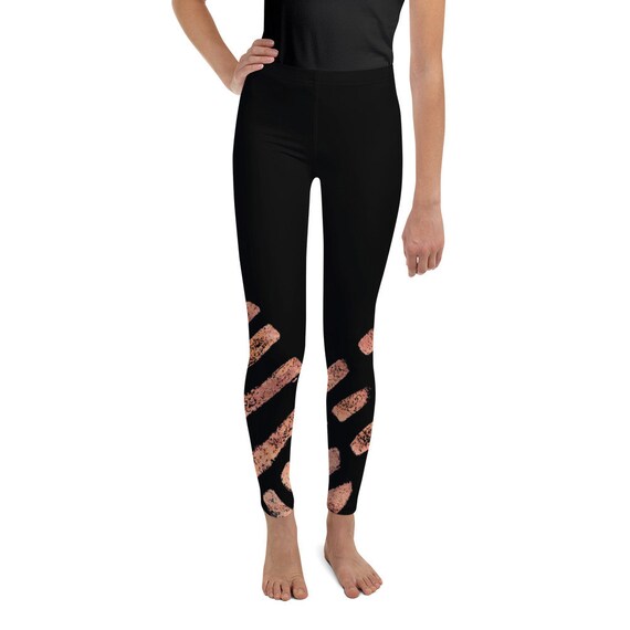 Clizia Copper Youth Girls Leggings - Boys Leggings - Black and White - Birthday Outfit - Printed Leggings - Ballet Leggings - Casual Clothes