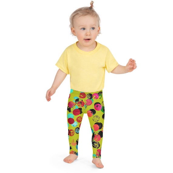 Green and Pink Kid's Leggings Girls Kids Leggings - Dash Birthday Leggings - Birthday Outfit - Printed Leggings - Ballet