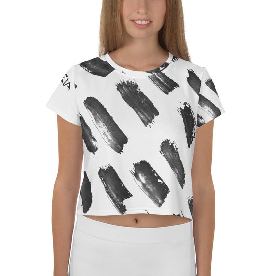Imperfect Brush All-Over Print Crop Tee