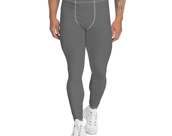 Gray Mens Leggings | Workout Leggings | Solid Color | Running Leggings | Mens Pants | Printed Leggings | Training Pants | Men’s Activewear