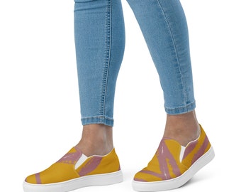 Yellow slip-on canvas shoes | Casual Slip On Shoes | Graphic Shoes | Artistic Shoes | Unique Print Shoes | Clizia Shoes | Casual Women