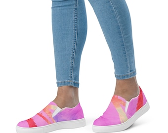 Pink slip-on canvas shoes | Casual Slip On Shoes | Graphic Shoes | Artistic Shoes | Unique Print Shoes | Clizia Shoes | Casual Women