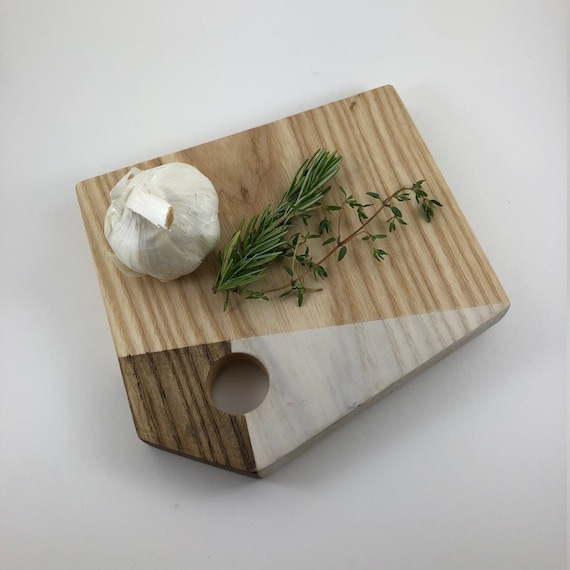 SOLD OUT - Modular Ash Cutting Board - Brown and White Detail