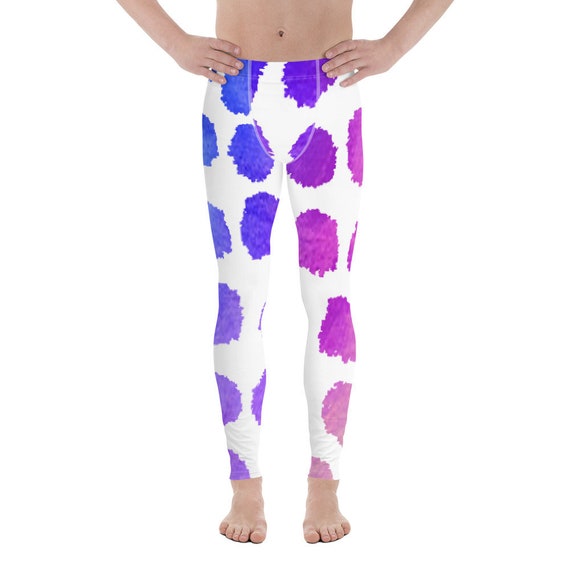 Men's Leggings - Dots pattern - disco pants - dancing leggings -Meggings - running workout pants - yoga - gymwear - crossfit