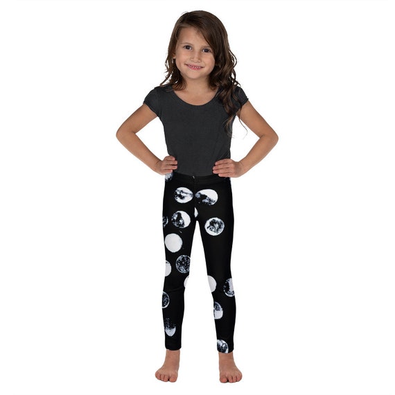 Imperfect Dots Black Kid's Leggings - Space Pattern - Moons Patterns - Kids Black and White Pants - Girls Leggings - Birthday Outfit