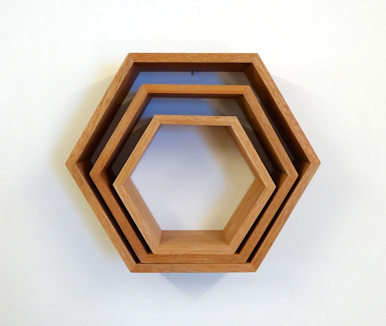 Hexagon Wooden Shelf Set // Maple Etsy