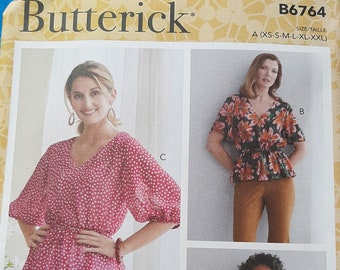 Butterick Sewing Pattern B6764, Misses' Tops Sewing Pattern, Sizes  XS - S - M - L - XL - XXL Sewing Pattern