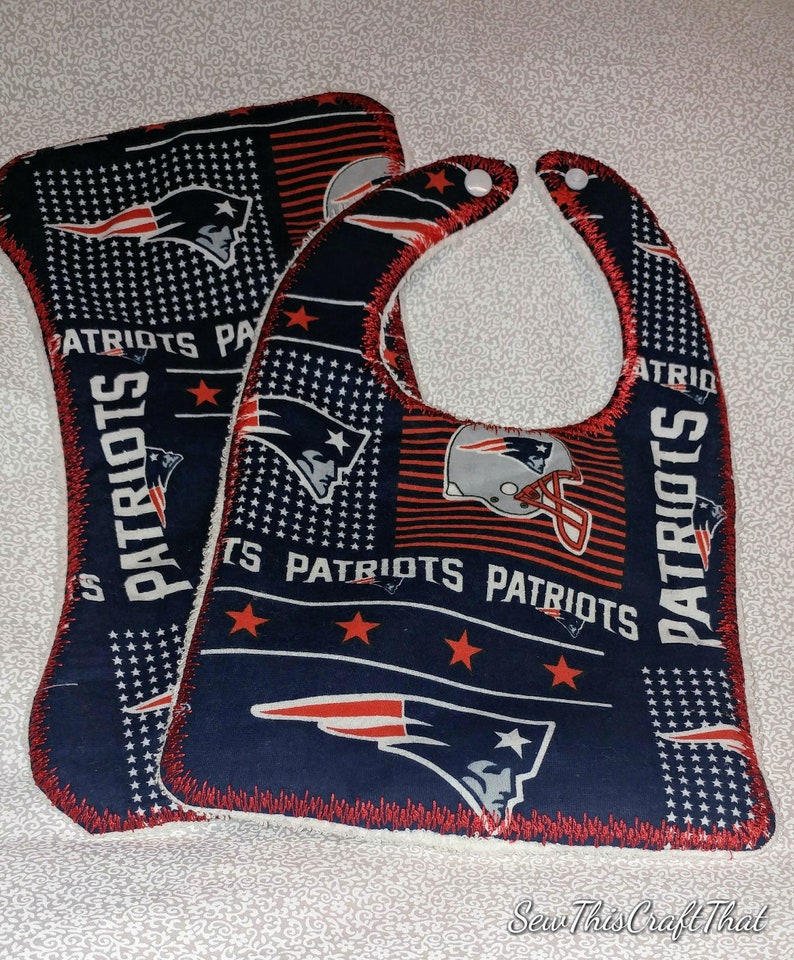 New England Patriots Baby Bib and Burp Cloth Set image 4