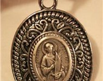 Vintage Swirl Rimm Etch Detaillierte St. Cezilia Patron der Musiker Christian Religious Medaille Anhänger Halskette