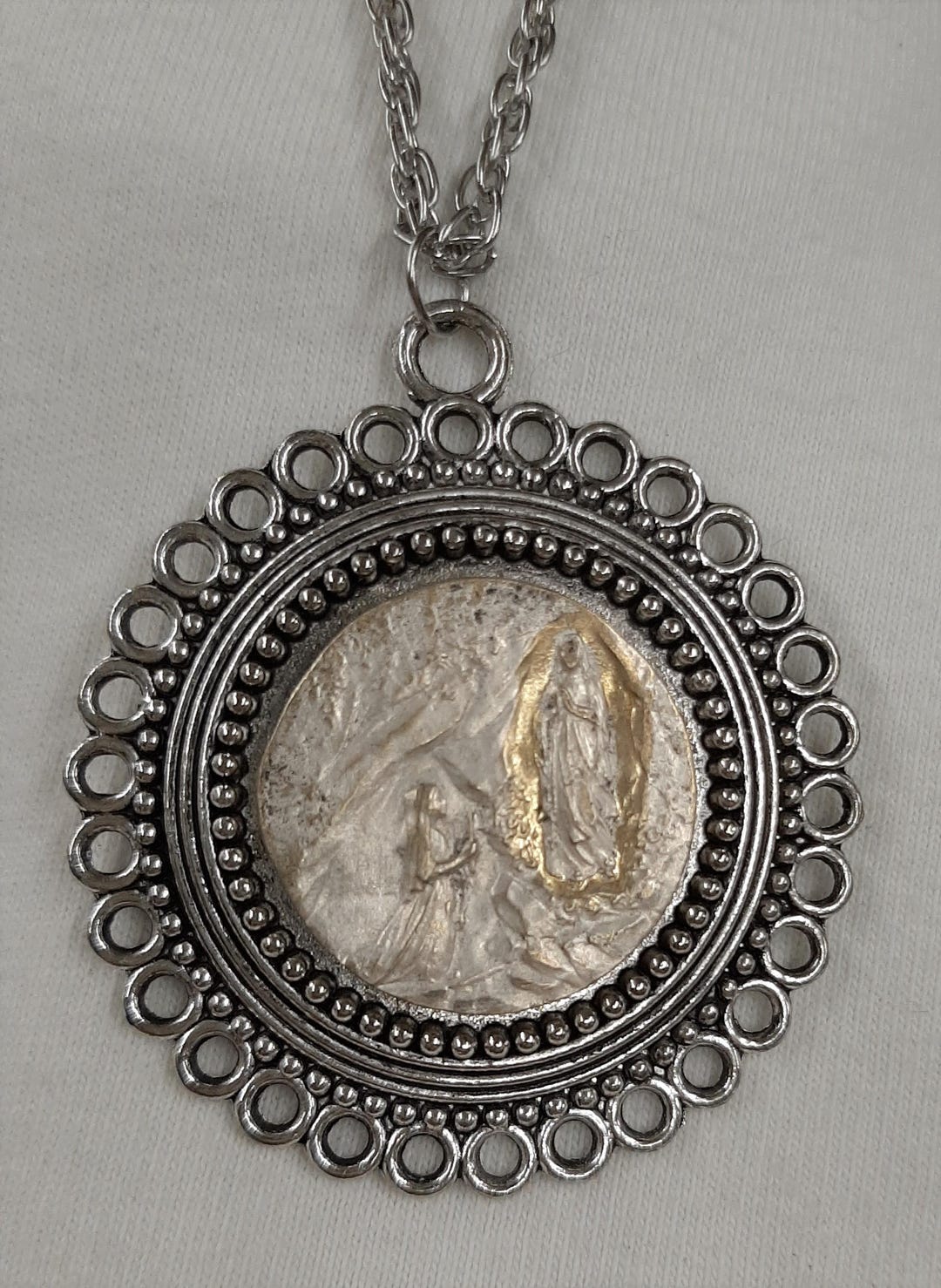 Large Heavy Vintage Our Lady of Lourdes Saint Bernadette Religious ...