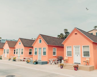 Pink House Print, Beach House Photo, Beach Cottage, Coral, Vertical Art Print, San Diego Beach Cottage, Beach Photography, Vertical Wall Art