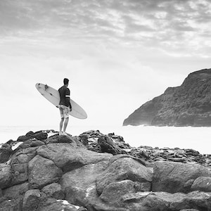 Black and White Surf Art, Surf Decor, Surfboard Print, Surfing Decor