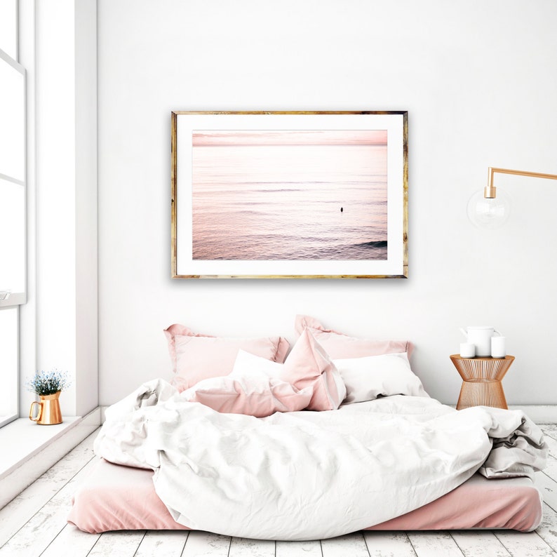 Large Blush Wall Art Modern Pink Wall Decor Sunset Etsy