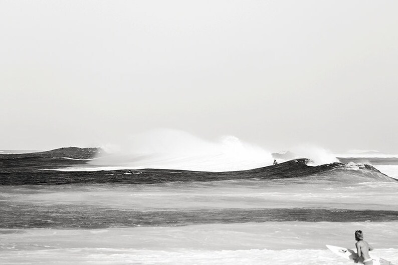 Surfing Photography, Surf Poster, Ocean Art, Vintage Black and White Photography, Beach Print, Big Waves, Hawaii North Shore, Endless Summer image 2