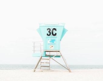 Lifeguard Tower Photo, Modern Beach Print, Coronado Beach Print, Aqua Beach Wall Art, San Diego Photography, Large Beach Wall Decor