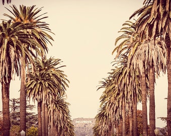 Los Angeles Photography, Hollywood Sign, Extra Large Wall Art, Yellow, Gold, Cream, Beige, Urban Photography, Large Print, California Decor