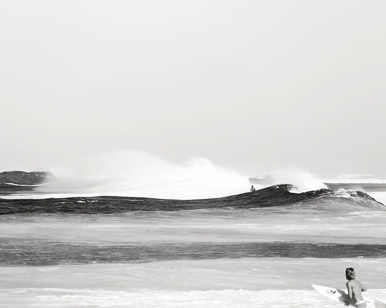 Surfing Photography, Surf Poster, Ocean Art, Vintage Black and White Photography, Beach Print, Big Waves, Hawaii North Shore, Endless Summer image 1