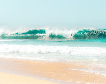 Bright Aqua Beach Decor, Aqua Waves, Surf Photography, Tropical Print, Aqua Green, Pipeline, North Shore Waves, Bright Ocean Photography