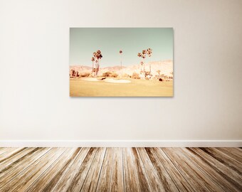 Palm Springs Canvas Art, Desert Canvas Art, Mint Green Wall Decor, Golf Course, Palm Trees, Mountains, Palm Springs Art - "Roasted"