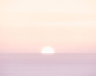 Pastel Sunset Wall Art, Large Coastal Photography, Large Neutral Beach Photo, Gold, Purple, Modern Sunset Print, Sunset Photography